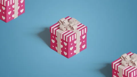 Cute jumping present boxes, paper bows dynamic animation Stockbeeldmateriaal 168940134