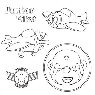 Cute junior pilot. Cartoon hand drawn vector illustration. Cartoon isolated Stock Illustration