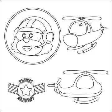 Cute junior pilot. Cartoon hand drawn vector illustration. Stock Illustration