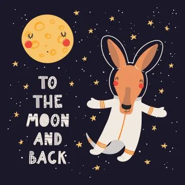 Cute kangaroo astronaut Stock Illustration