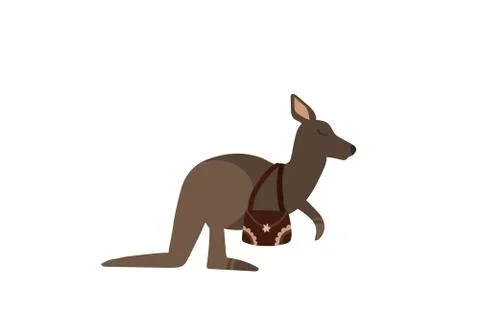 Cute kangaroo with bag. Stock Illustration