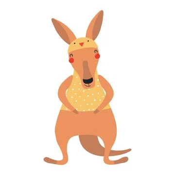Cute kangaroo in chick hat Easter character illustration Stock Illustration