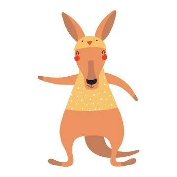 Cute kangaroo in chick hat Easter character illustration Stock Illustration