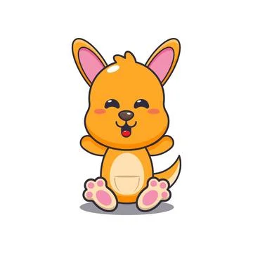 Cute kangaroo mascot cartoon vector illustration Stock Illustration