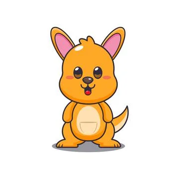 Cute kangaroo mascot cartoon vector illustration Stock Illustration