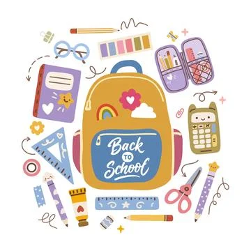 Cute Kawaii Back To School Backpack Stock Illustration