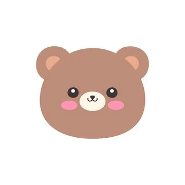 Cute kawaii bear face flat vector illustration Stock Illustration