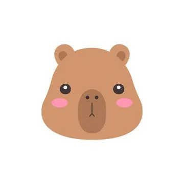 Cute Kawaii Bear Face Flat Vector Illustration Illustrazione stock