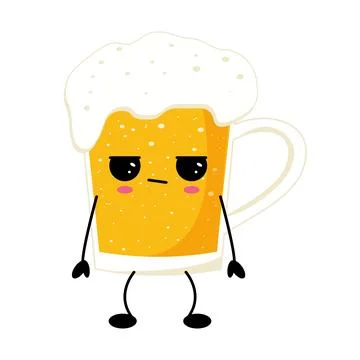 Cute Kawaii Beer Mug Character Illustration イラスト素材