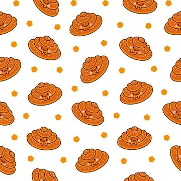 Cute kawaii bread. Seamless pattern. Illustrazione stock