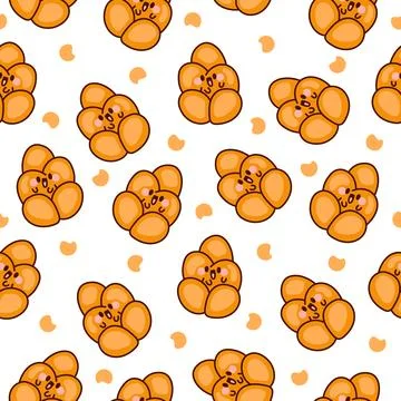 Cute kawaii bread. Seamless pattern. Stockillustratie