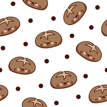 Cute kawaii bread. Seamless pattern. Stock Illustration