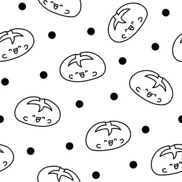 Cute kawaii bread with smiley face. Coloring Page. Stock Illustration