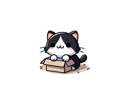 Cute kawaii cat character vector illustration Stock Illustration