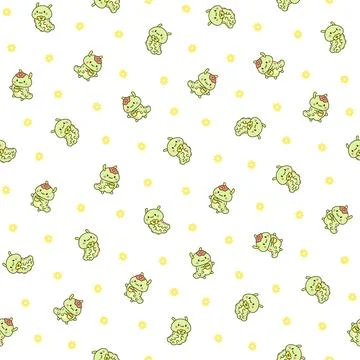 Cute kawaii caterpillar. Seamless pattern. イラスト素材
