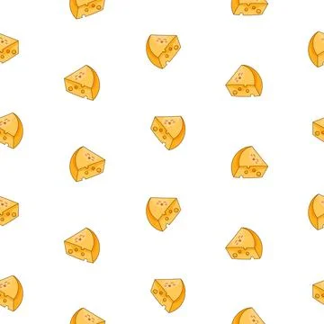 Cute kawaii cheese. Seamless pattern. Stock Illustration