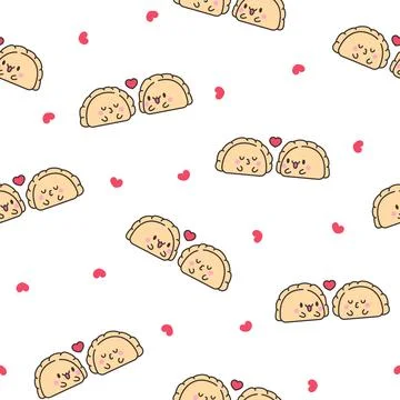 Cute kawaii dumpling. Seamless pattern. Stock Illustration