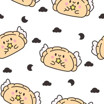 Cute kawaii dumpling. Seamless pattern. イラスト素材