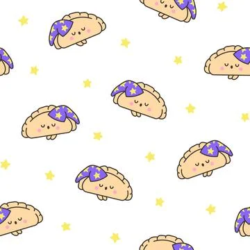 Cute kawaii dumpling. Seamless pattern. Stock Illustration