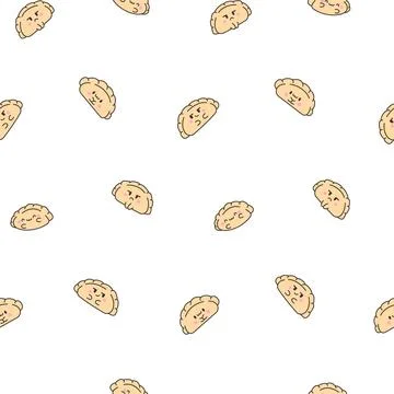 Cute kawaii dumpling. Seamless pattern. イラスト素材