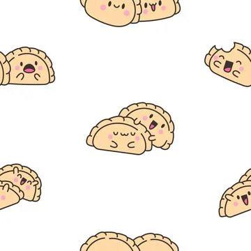 Cute kawaii dumpling. Seamless pattern. Stock Illustration