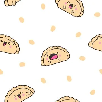 Cute kawaii dumpling. Seamless pattern. イラスト素材
