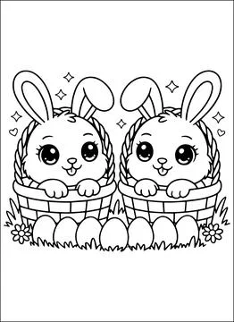 Cute Kawaii Easter Coloring Book for Kids Illustrazione stock