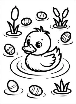 Cute Kawaii Easter Coloring Book for Kids Stock Illustration