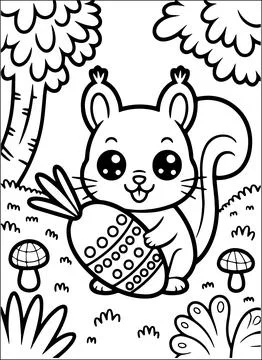 Cute Kawaii Easter Coloring Book for Kids Stock Illustration