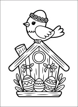 Cute Kawaii Easter Coloring Book for Kids Stock Illustration