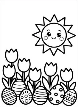 Cute Kawaii Easter Coloring Book for Kids Stock Illustration