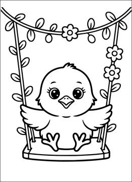 Cute Kawaii Easter Coloring Book for Kids Stock Illustration