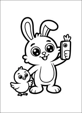 Cute Kawaii Easter Coloring Book for Kids Stock Illustration