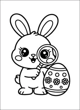 Cute Kawaii Easter Coloring Book for Kids Stock Illustration
