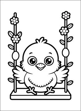 Cute Kawaii Easter Coloring Book for Kids Stock Illustration