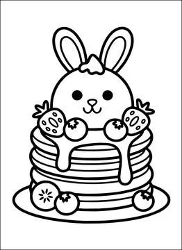 Cute Kawaii Easter Coloring Book for Kids Stock Illustration