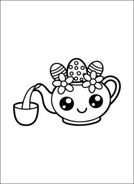Cute Kawaii Easter Coloring Book for Kids Stock Illustration