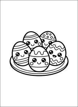 Cute Kawaii Easter Coloring Book for Kids Stock Illustration