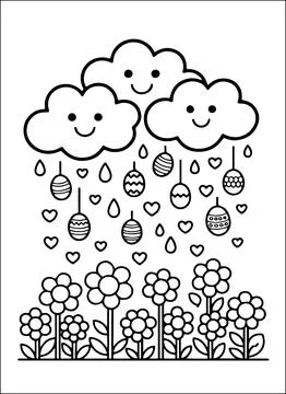 Cute Kawaii Easter Coloring Book for Kids Illustrazione stock