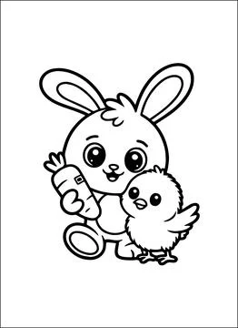Cute Kawaii Easter Coloring Book for Kids Stock-Illustration