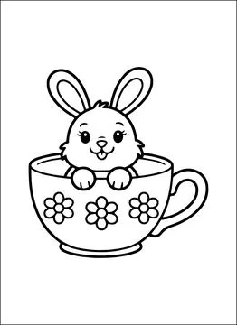 Cute Kawaii Easter Coloring Book for Kids Stock Illustration