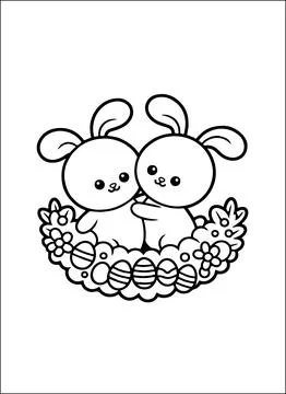 Cute Kawaii Easter Coloring Book for Kids Stock Illustration