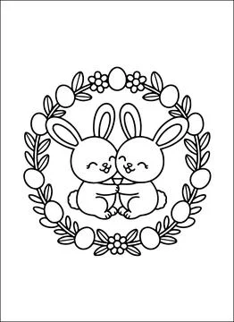Cute Kawaii Easter Coloring Book for Kids Illustrazione stock