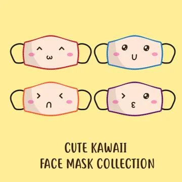 Cute kawaii face mask pattern vector design Stock Illustration