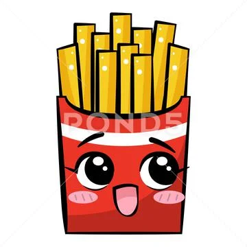 Funny cute Kawaii fries cartoon. Comfort food.' Sticker