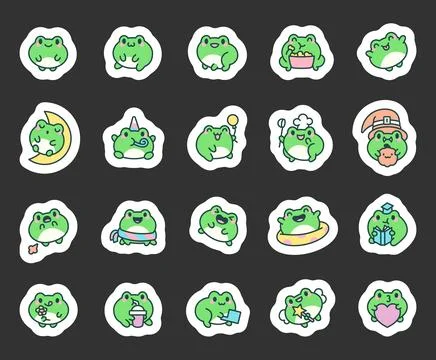 Cute kawaii frog and toad cartoon characters set Illustrazione stock