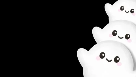 Cute Kawaii Ghosts Waving Motion Background for Halloween Celebration Video. Stock Footage 345122848