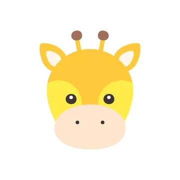 Cute Kawaii Giraffe Face Flat Vector Illustration Illustrazione stock