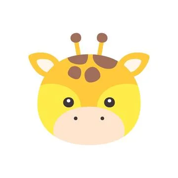 Cute Kawaii Giraffe Face Flat Vector Illustration Illustrazione stock