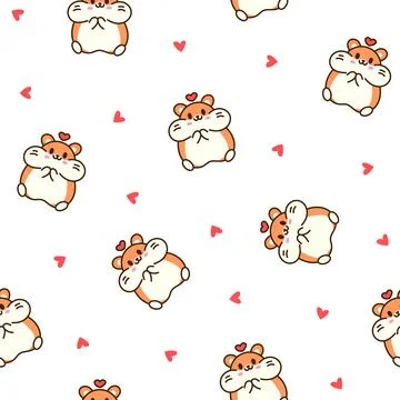 Cute kawaii hamster. Seamless pattern. Stock Illustration
